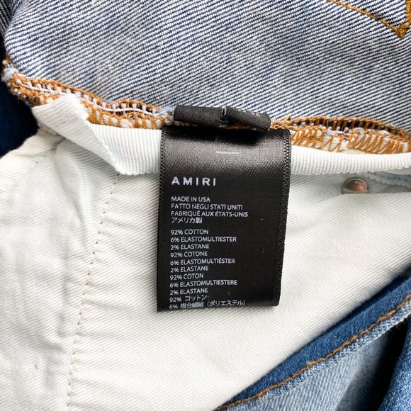 Amiri Blue Distressed Crystal Track Denim - Picture 5 of 6